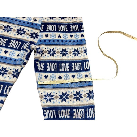 Fleece Pajama Pants With Snowflake & Love Pattern Youth Large / XL Womens Small - Picture 5 of 10